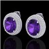 8 ctw Amethyst & Micro Pave VS/SI Diamond Earrings 18k White Gold - REF-150R5K