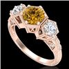 Image 1 : 1.66 ctw Intense Fancy Yellow Diamond Art Deco Ring 18k Rose Gold - REF-338X2A