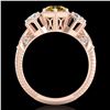 Image 3 : 1.66 ctw Intense Fancy Yellow Diamond Art Deco Ring 18k Rose Gold - REF-338X2A