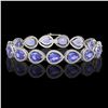 21.06 ctw Tanzanite & Diamond Micro Pave Halo Bracelet 10k White Gold - REF-532X4A