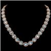 41.6 ctw Sky Topaz & Diamond Micro Pave Halo Necklace 10k Rose Gold - REF-672H8R