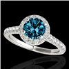 1.4 ctw SI Certified Fancy Blue Diamond Solitaire Halo Ring 10k White Gold - REF-133X6A