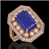 7.11 ctw Certified Sapphire & Diamond Victorian Ring 14K Rose Gold - REF-171K5Y