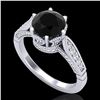 2.2 ctw Fancy Black Diamond Engagment Art Deco Ring 18k White Gold - REF-141G8W