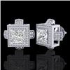 Image 2 : 2.75 ctw Princess VS/SI Diamond Micro Pave Stud Earrings 18k White Gold - REF-684H3R