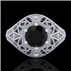 Image 2 : 1.07 ctw Fancy Black Diamond Engagment Art Deco Ring 18k White Gold - REF-85M5G
