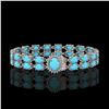 Image 1 : 21.22 ctw Turquoise & Diamond Bracelet 14K White Gold - REF-218R2K