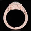 Image 2 : 2 ctw Certified Diamond Solitaire Halo Ring 10k Rose Gold - REF-394X3A