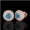 Image 2 : 2.35 ctw Fancy Intense Blue Diamond Art Deco Earrings 18k Rose Gold - REF-263H6R