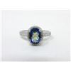 Image 1 : Sterling Silver Blue Topaz & Diamond Ring