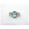 Image 1 : Sterling Silver Blue Topaz & Diamond Ring