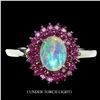 Image 1 : Natural Unheated White Opal & Ruby Ring