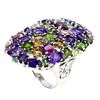 Image 2 : Natural Amethyst Ch-Diopside Emerald Tourmaline Ring