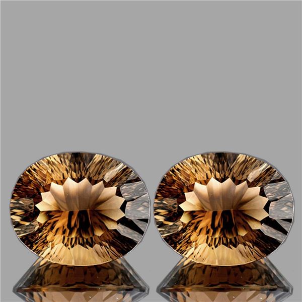 Natural Champagne Smoky Quartz Pair{Flawless-VVS1}