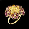 Image 1 : Natural Citrine 6x4mm &  Rhodolite Garnet Ring