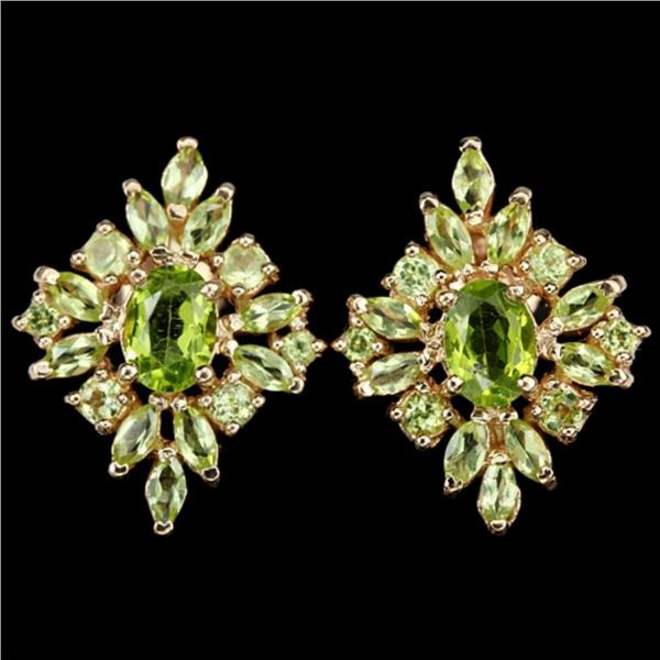 NATURAL AAA APPLE GREEN PERIDOT OVAL & MARQUISE Earring