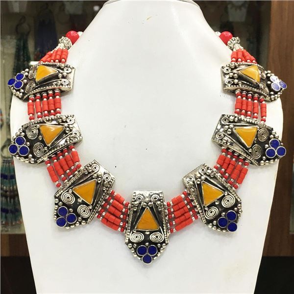 Tibet Natural Stone Tribal Queen Royal Necklace