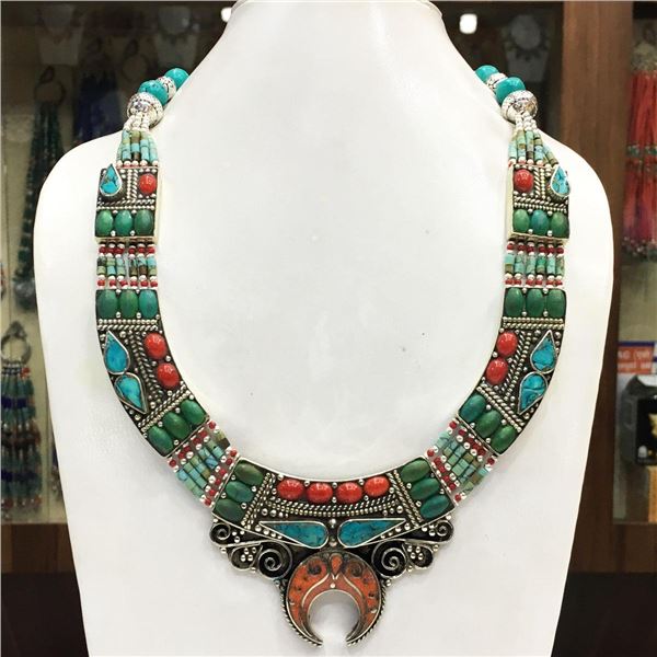 Tibet Natural Stone Tribal Queen Royal Necklace