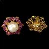 Image 2 : Natural Pearl & Marquise Red Ruby Earrings