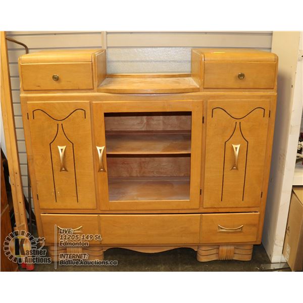 ART DECO WOODEN DRESSER BLONDE WOOD
