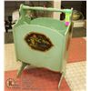 Image 1 : ANTIQUE WOODEN MAGAZINE RACK GREEN, 29" TALL