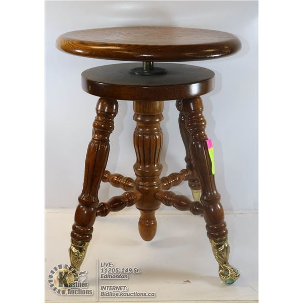 ANTIQUE CLAWFOOT PIANO STOOL