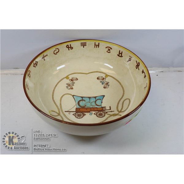 1950S WESTERN THEMED SERVING BOWL WITH BRANDS