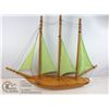 Image 1 : FOLK ART CARVED WOODEN BOAT, 19 X 16