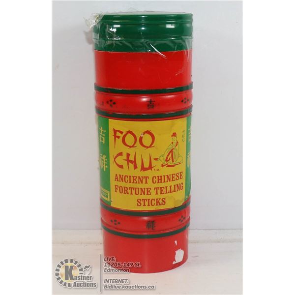 VINTAGE CHINESE FORTUNE TELLING STICK GAME IN TIN