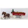 Image 1 : VINTAGE SCHULTZ BEER WAGON CAST METAL, 15" WIDE