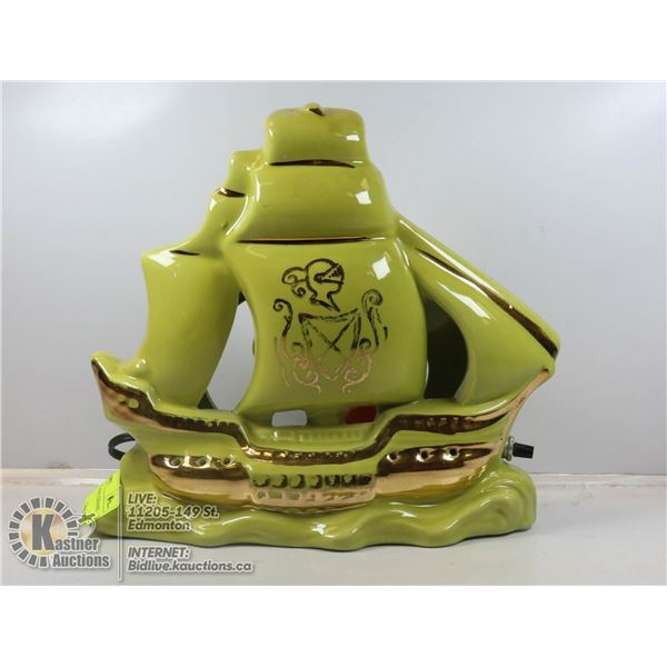 1950S GREEN SHIP LAMP CERAMIC