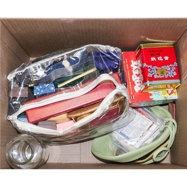BOX WITH ASSORTED JEWELRY CASES AND OTHER VINTAGE