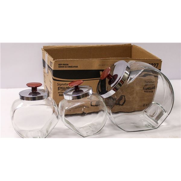 GLASS COUNTER JARS WITH LIDS