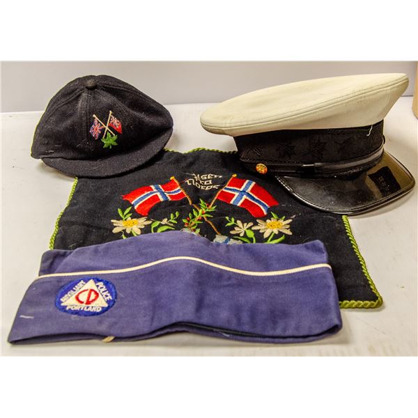 BOX OF ASSORTED VINTAGE CLOTHING AND HATS 1930S