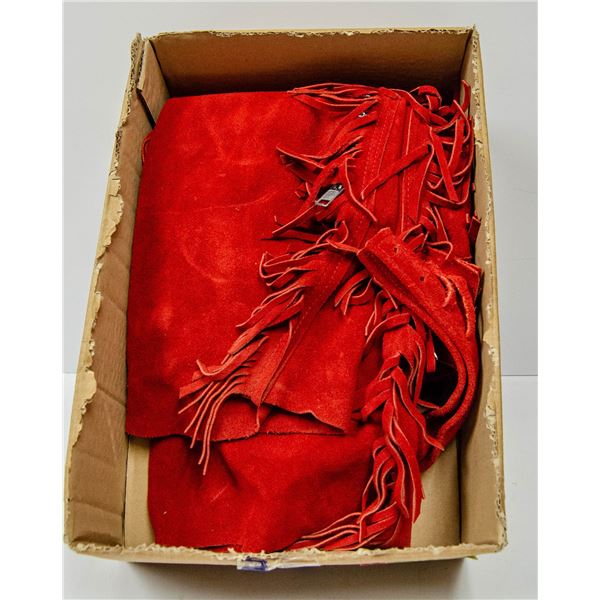 RED SUEDE LEATHER CHAPS SIZE 36-38