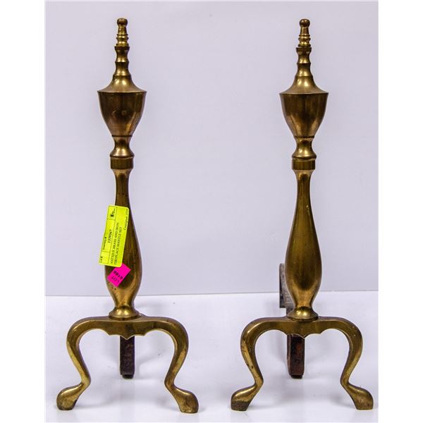 ANTIQUE BRASS AND IRON FIREPLACE MANTLE SET