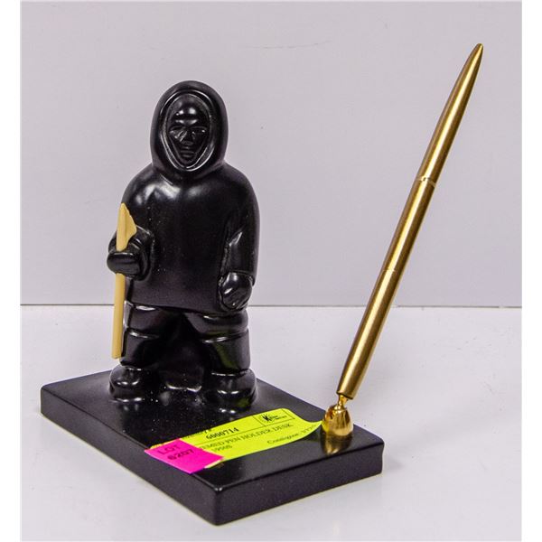 INUIT THEMED PEN HOLDER DESK SET CIRCA 1950S