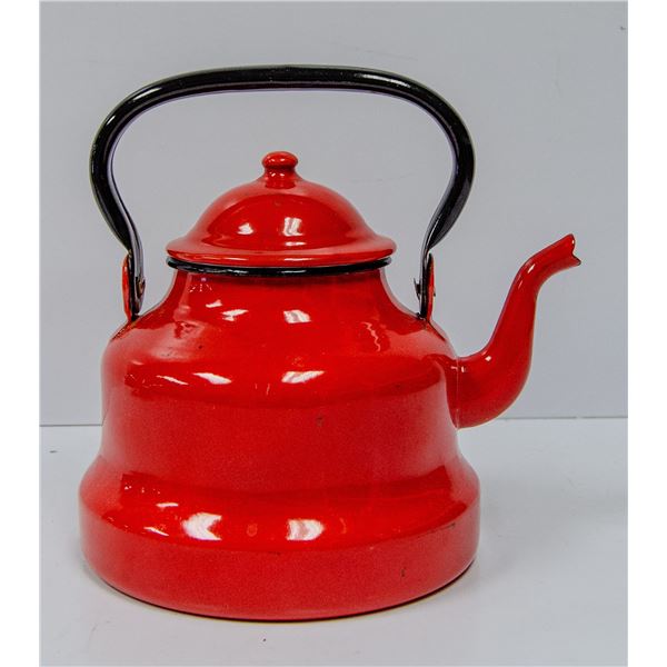 RED ENAMEL TEA POT