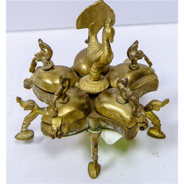 ORNATE BRASS CHICKEN COMPARTMENT CONTAINER