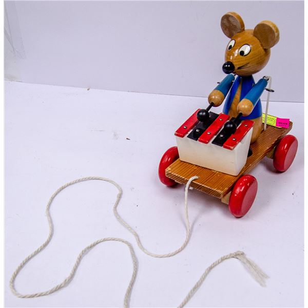 ANTIQUE WOODEN XYLOPHONE PLAYING MOUSE