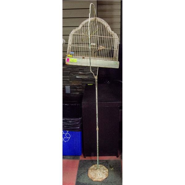 ANTIQUE BIRD CAGE WITH STAND, NO BOTTOM