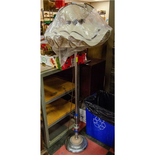 ANTIQUE CHROME FLOOR LAMP WITH SHADE