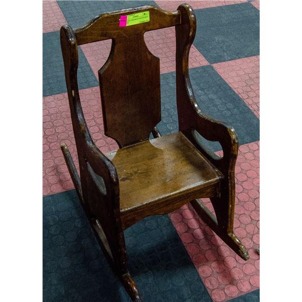 ANTIQUE CHILDRENS OAK ROCKING CHAIR