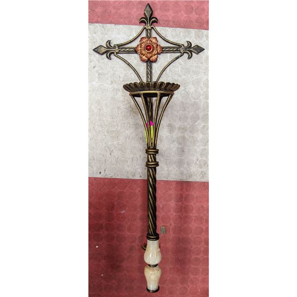 LARGE ANTIQUE OFFERING CROSS WITH PLATE ORNATE