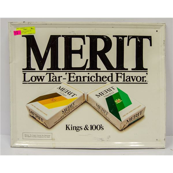 VINTAGE MERIT CIGARET TIN ADVERTISING SIGN