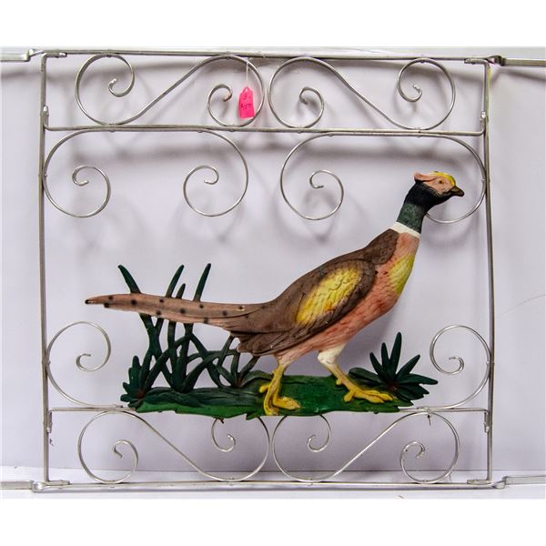 ANTIQUE ALUMINUM SCREEN DOOR GRATE WITH PHEASANT
