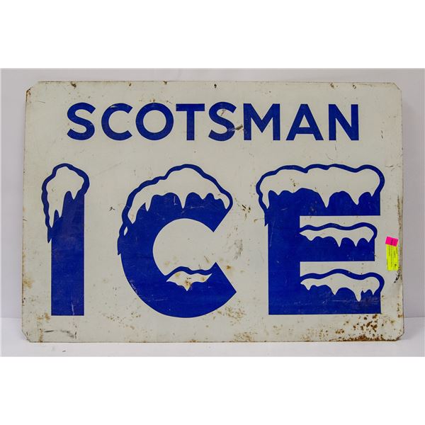 VINTAGE SCOTTSMAN ICE METAL SIGN ADVERTISING
