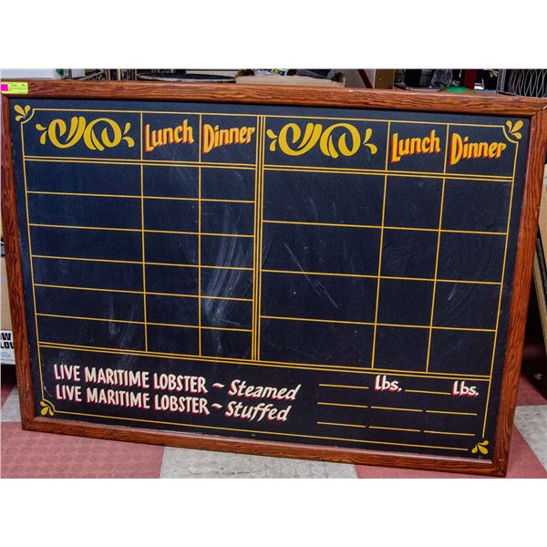 VINTAGE DINER CHALKBOARD EAST COAST THEME