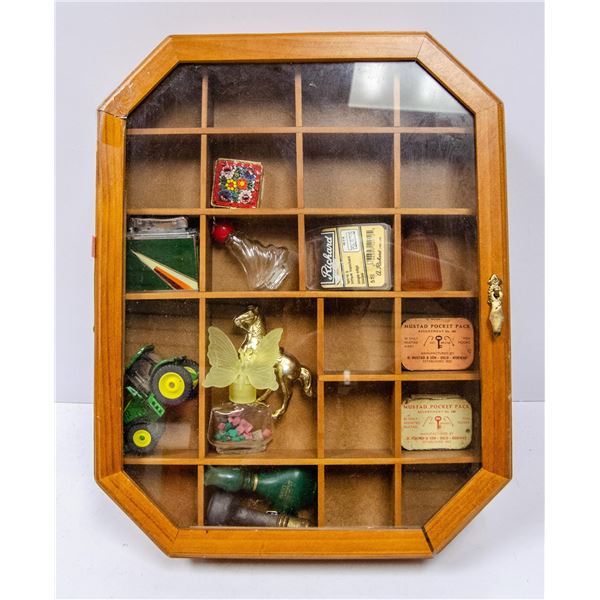 CASE OF ASSORTED COLLECTIBLES AND LEATHER BEAR