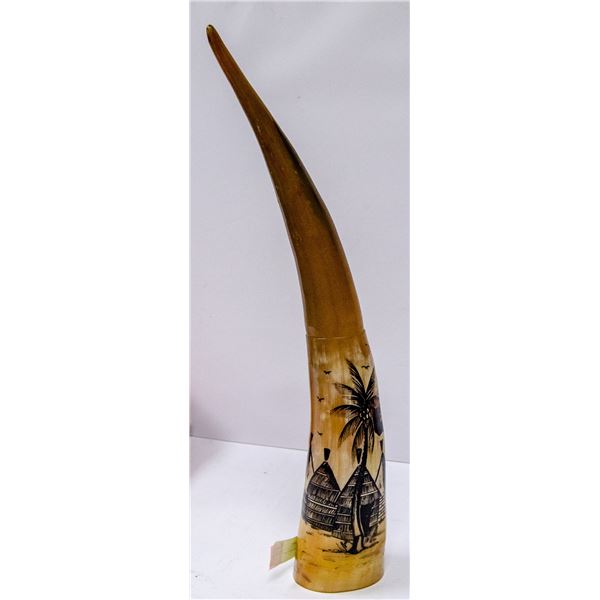 SIGNED CARVED HORN ART